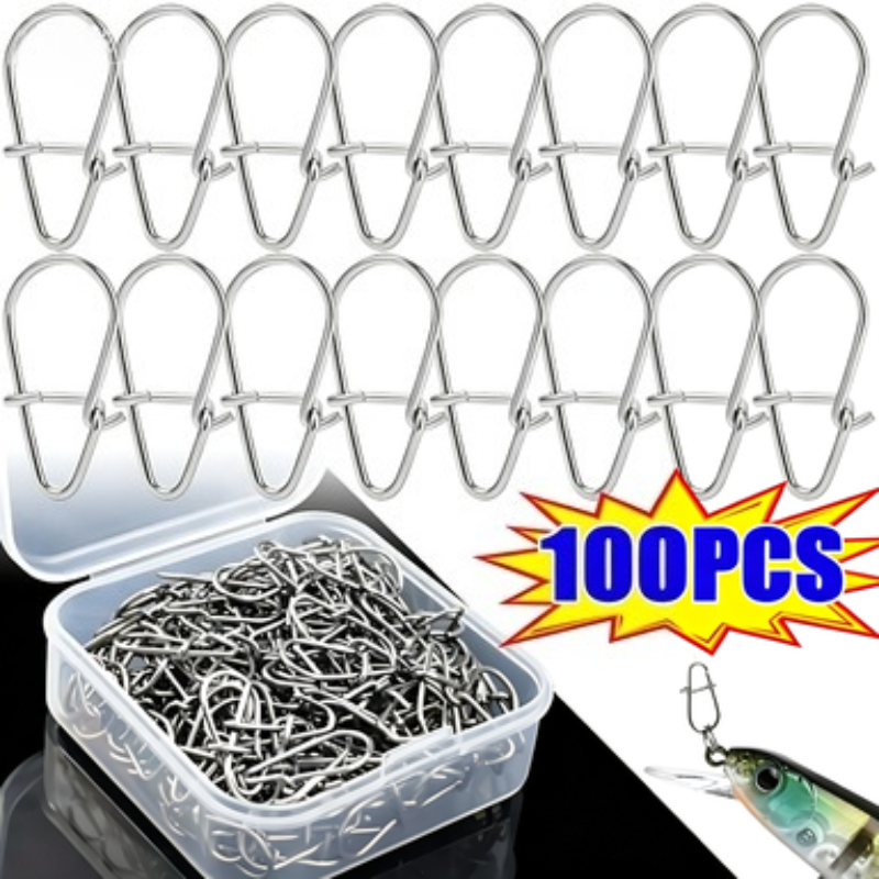 Fishing Lure Accessories - 100PCS Stainless Steel Fishing Snap Hooked