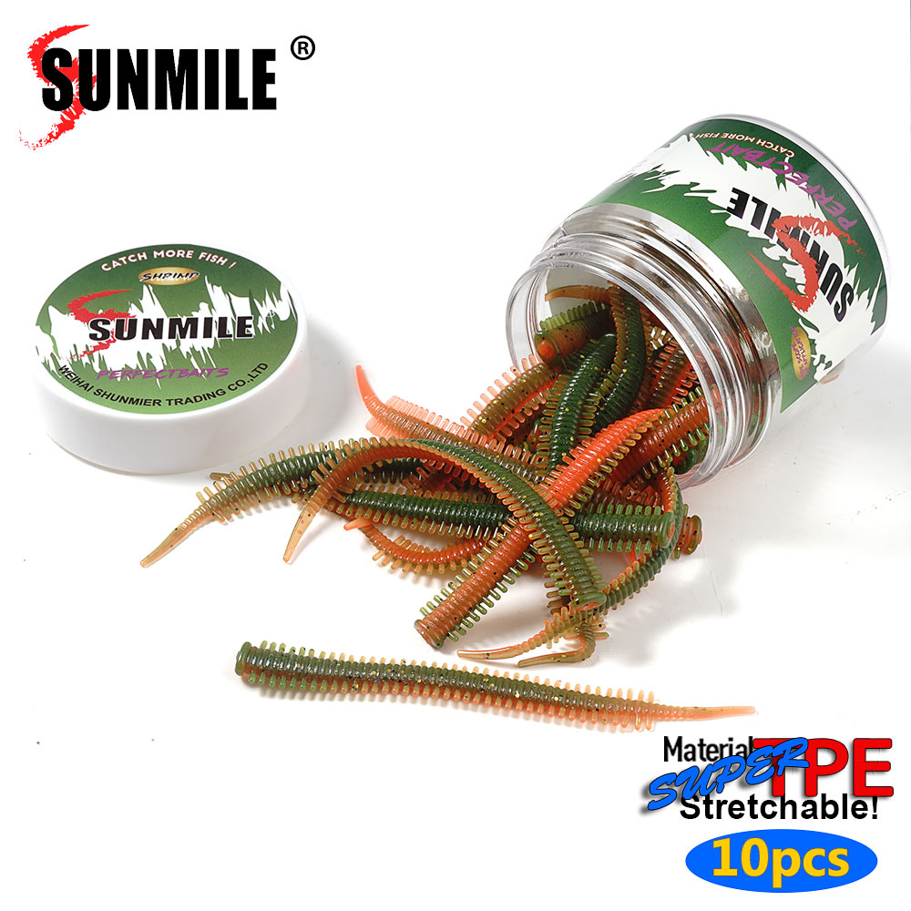SUNMILE 10pcs Sand Worm Lures  - огляд і ціна Fishing Lure Soft Plastic