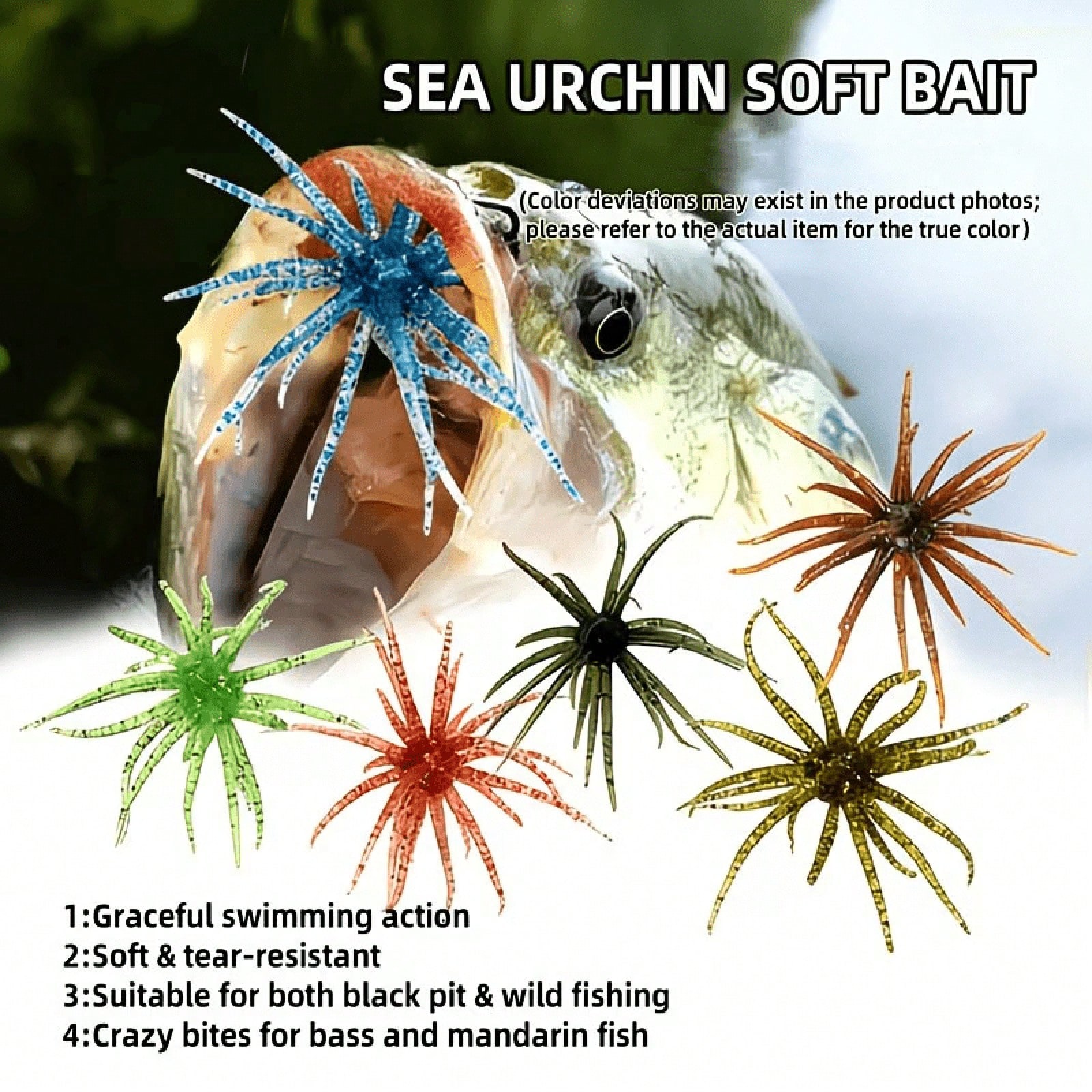 6Pcs Fishing Sea Urchin Soft L - огляд і ціна Fishing Lure Topwater